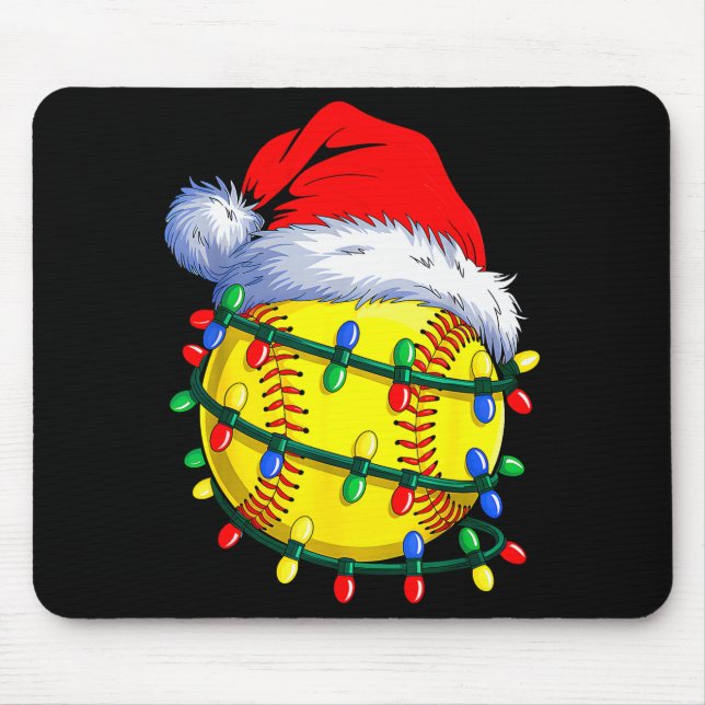 Softball Ball Santa Hat Christmas Softball Xmas Li Mousepad (Vorne)