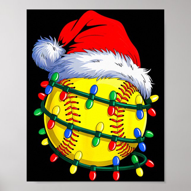 Softball Ball Santa Hat Christmas Softball Xmas Li Poster (Vorne)