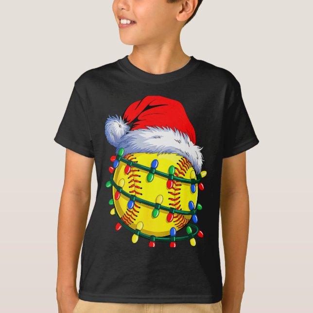 Softball Ball Santa Hat Christmas Softball Xmas Li T-Shirt (Vorderseite)