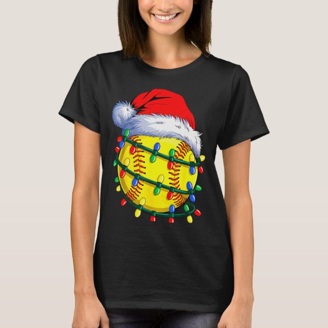 Softball Ball Santa Hat Christmas Softball Xmas Li T-Shirt (Vorderseite)