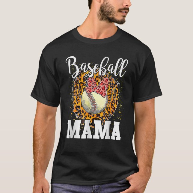 Softball Baseball Mama Leopard Teeball Mama Gesche T-Shirt (Vorderseite)