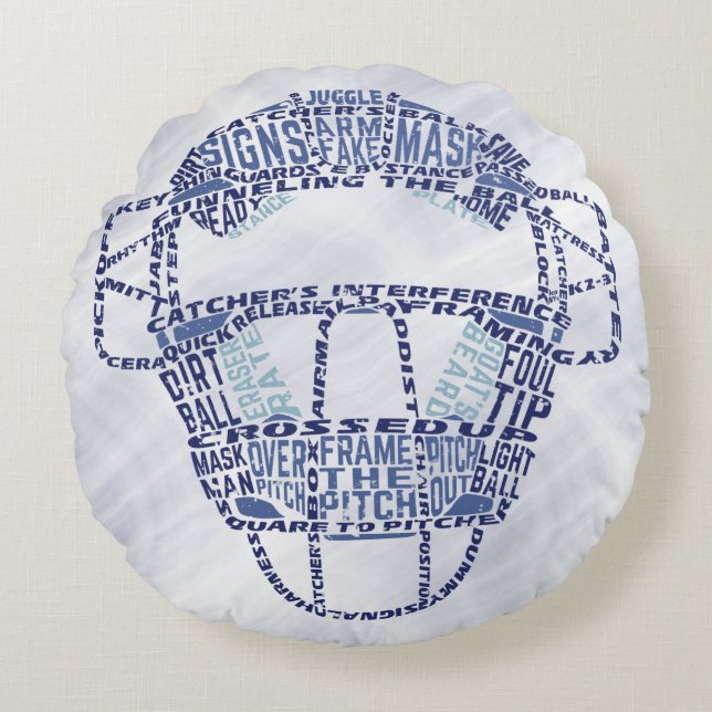 Softball-Baseball-Maske Rundes Kissen (Vorderseite)