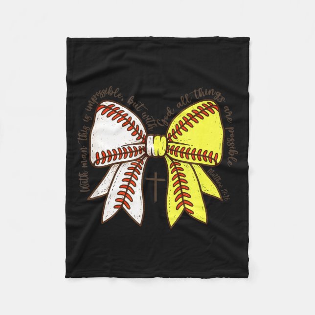 Softball Baseball Mom Bow Christian With Man This  Fleecedecke (Vorderseite)