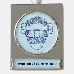 Softball Baseball Personalisierte Weihnachtsdekora Banner-Ornament Silber