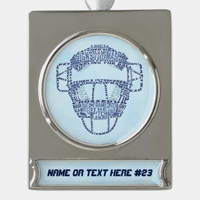 Softball Baseball Personalisierte Weihnachtsdekora Banner-Ornament Silber (Vorderseite)