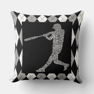 Softball Baseball Player Typografy Throw Kissen