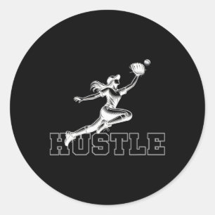 Softball, Baseball, Sport, Athletinnen, Eifer Runder Aufkleber