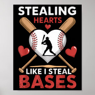 Softball Baseball stehlen Herzen, wie ich Bas steh Poster