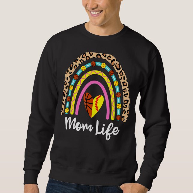 Softball Basketball Mama Boho Rainbow Softball Bas Sweatshirt (Vorderseite)
