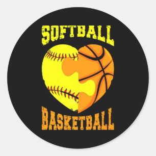 Softball-Basketball-Sport-Herz-Aktivität-Hobby f Runder Aufkleber
