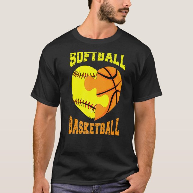 Softball Basketball Sports  Heart Activity Hobby F T-Shirt (Vorderseite)