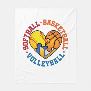 Softball Basketball Volleyball Drei Sportarten Fleecedecke