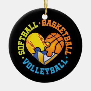 Softball Basketball Volleyball Herz Keramik Ornament