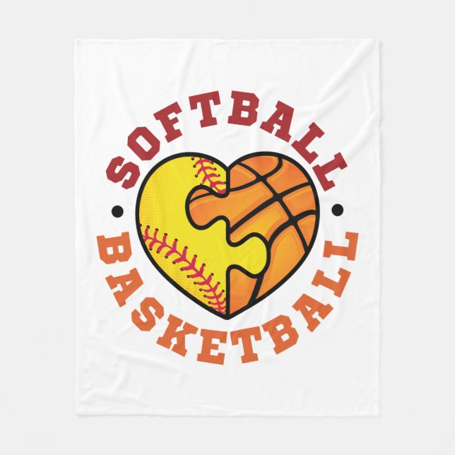 Softball-Basketballherz Fleecedecke (Vorderseite)
