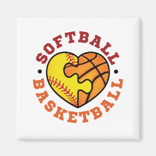 Softball-Basketballherz Magnet