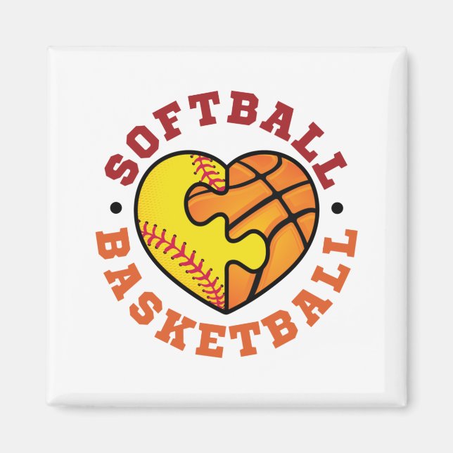 Softball-Basketballherz Magnet (Vorne)