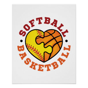 Softball-Basketballherz Poster
