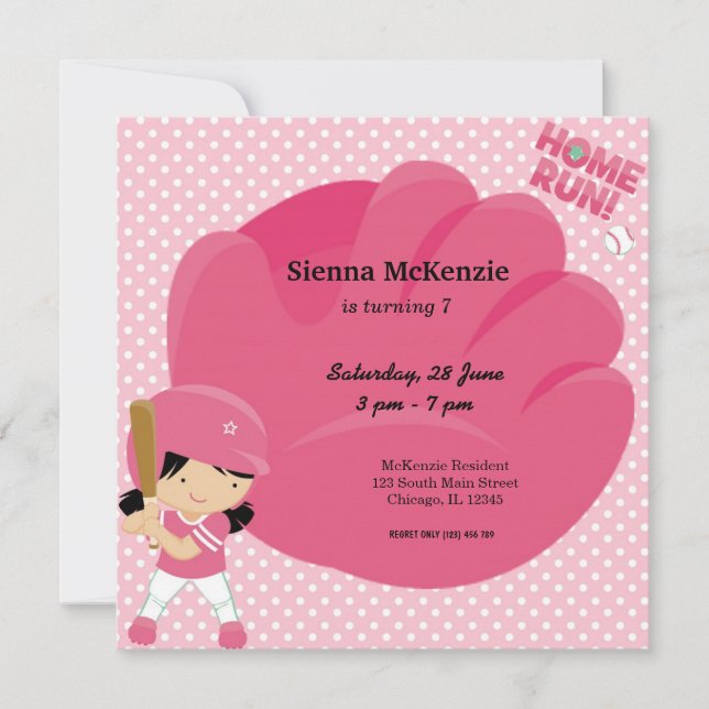 Softball Batter Einladung (Vorderseite)