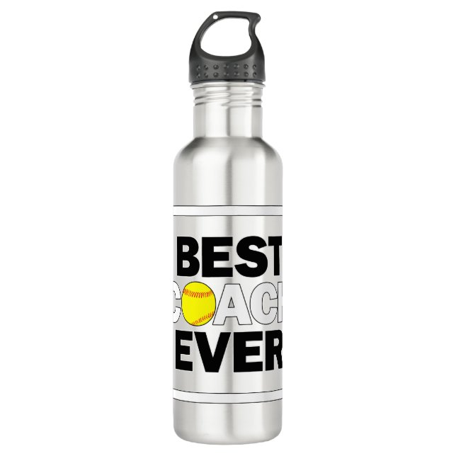 Softball Best Coach je Sportwagen Geschenk Idee Edelstahlflasche (Vorderseite)