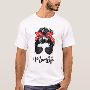 Softball Bowling Mothers Day Messy Bun gebleicht T-Shirt