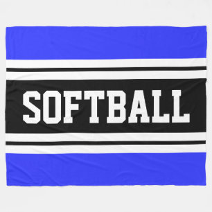 SOFTBALL Bright Blue Schwarz-weiß Racing Stripes Fleecedecke