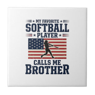 Softball-Bruder-patriotisches-vintage-graviertes-S Fliese