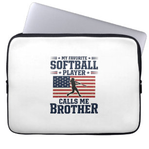 Softball-Bruder-patriotisches-vintage-graviertes-S Laptopschutzhülle