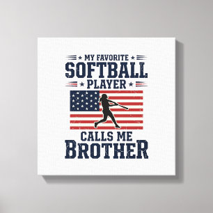 Softball-Bruder-patriotisches-vintage-graviertes-S Leinwanddruck