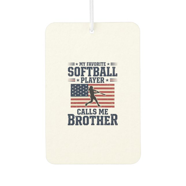 Softball-Bruder-patriotisches Vintage-Gravur-Shirt Autolufterfrischer (Vorderseite)