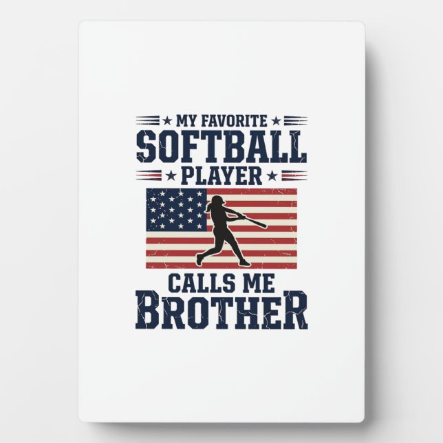 Softball-Bruder-Patriotisches Vintage-Gravur-Shirt Fotoplatte (Vorderseite)