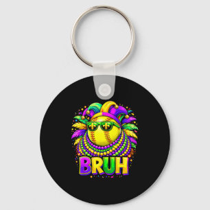 Softball Bruh Mardi Gras Narrenhut und Sungles  Schlüsselanhänger