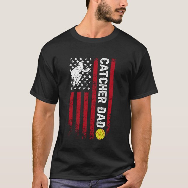 Softball Catcher Dad eines Softball Catcher Vaters T-Shirt (Vorderseite)
