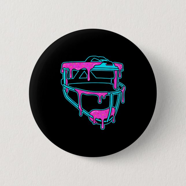 Softball Catcher Drip Ice Cream Mask Sprinkles Gam Button (Vorderseite)