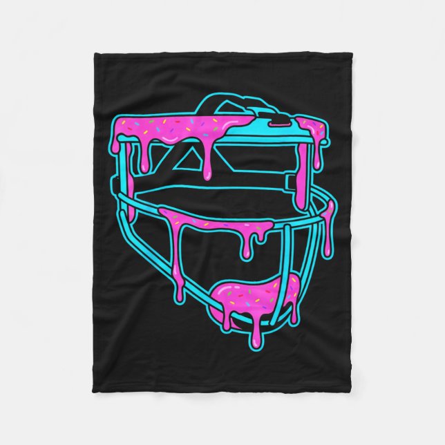 Softball Catcher Drip Ice Cream Mask Sprinkles Gam Fleecedecke (Vorderseite)