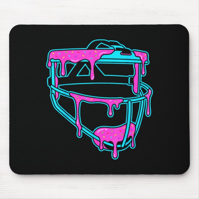 Softball Catcher Drip Ice Cream Mask Sprinkles Gam Mousepad (Vorne)