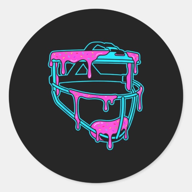 Softball Catcher Drip Ice Cream Mask Sprinkles Gam Runder Aufkleber (Vorderseite)