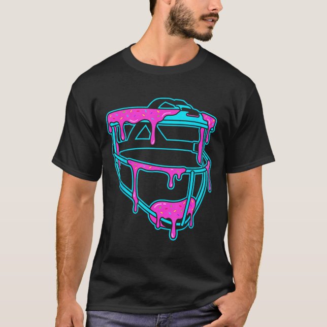 Softball Catcher Drip Ice Cream Mask Sprinkles Gam T-Shirt (Vorderseite)