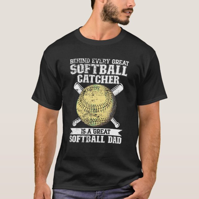 Softball Catcher Vater Pitcher Fastpech Coach Fazi T-Shirt (Vorderseite)