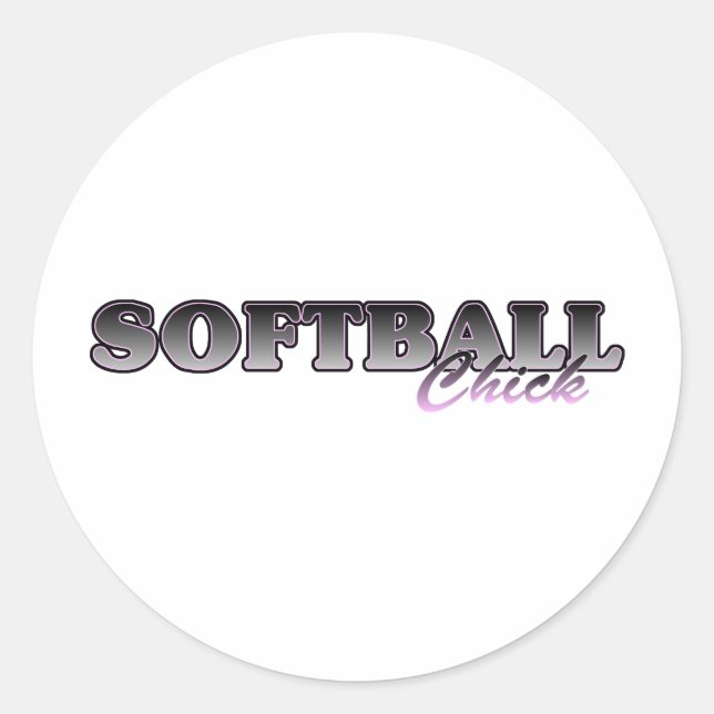 Softball Chick Runder Aufkleber (Vorderseite)