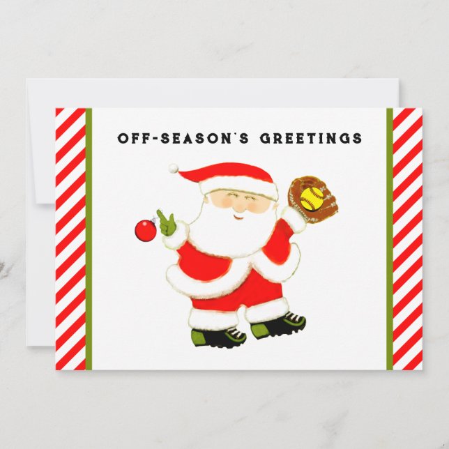 Softball Christmas Feiertagskarte (Vorderseite)