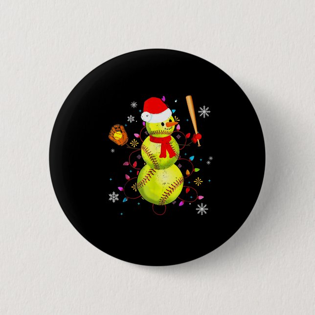 Softball Christmas Funny Softball Snowman Xmas  Button (Vorderseite)