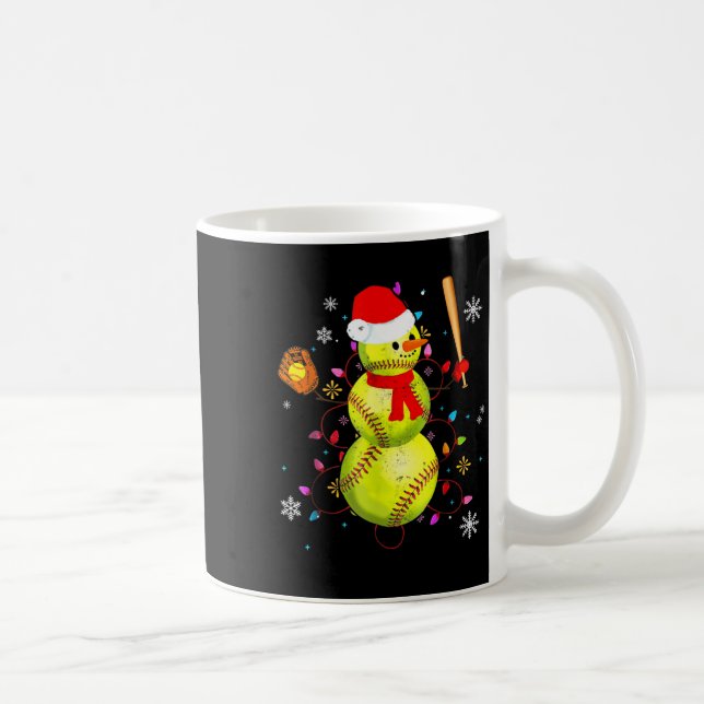 Softball Christmas Funny Softball Snowman Xmas  Kaffeetasse (Rechts)