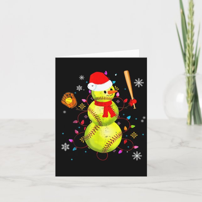 Softball Christmas Funny Softball Snowman Xmas  Karte (Vorderseite)