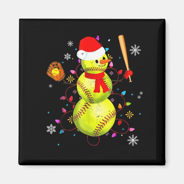 Softball Christmas Funny Softball Snowman Xmas  Magnet (Vorne)