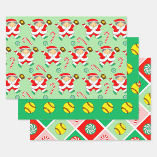 Softball Christmas Holiday Geschenkpapier Set