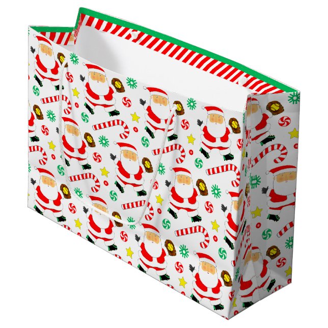 Softball Christmas Holiday Große Geschenktüte (Vorderseite Schrägansicht)