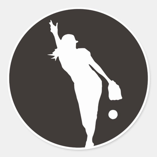 Softball Circle Pitcher Runder Aufkleber (Vorderseite)