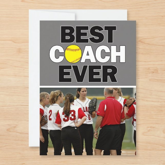 Softball Coach Best Ever Custom Foto Vielen Dank Dankeskarte (Softball coach thank you cards with custom team photo.)