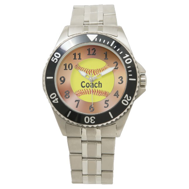 Softball Coach Geschenkideen Softball Watch / NAME Armbanduhr (Vorderseite)