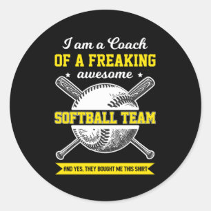 Softball Coach Pitcher Catcher Ball Bat Geschenk Runder Aufkleber